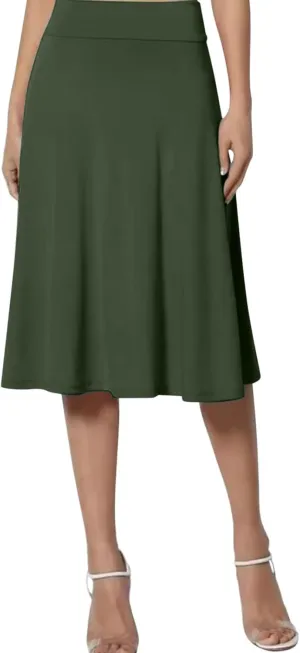 Womens Silk Skirt Vintage Satin Midi Wrap Skirts Elegant High Waisted A-Line Skirt Flare Plain Pleated Cocktail Party Skirt