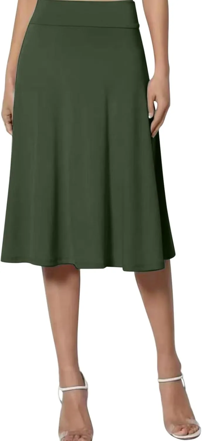 Womens Silk Skirt Vintage Satin Midi Wrap Skirts Elegant High Waisted A-Line Skirt Flare Plain Pleated Cocktail Party Skirt