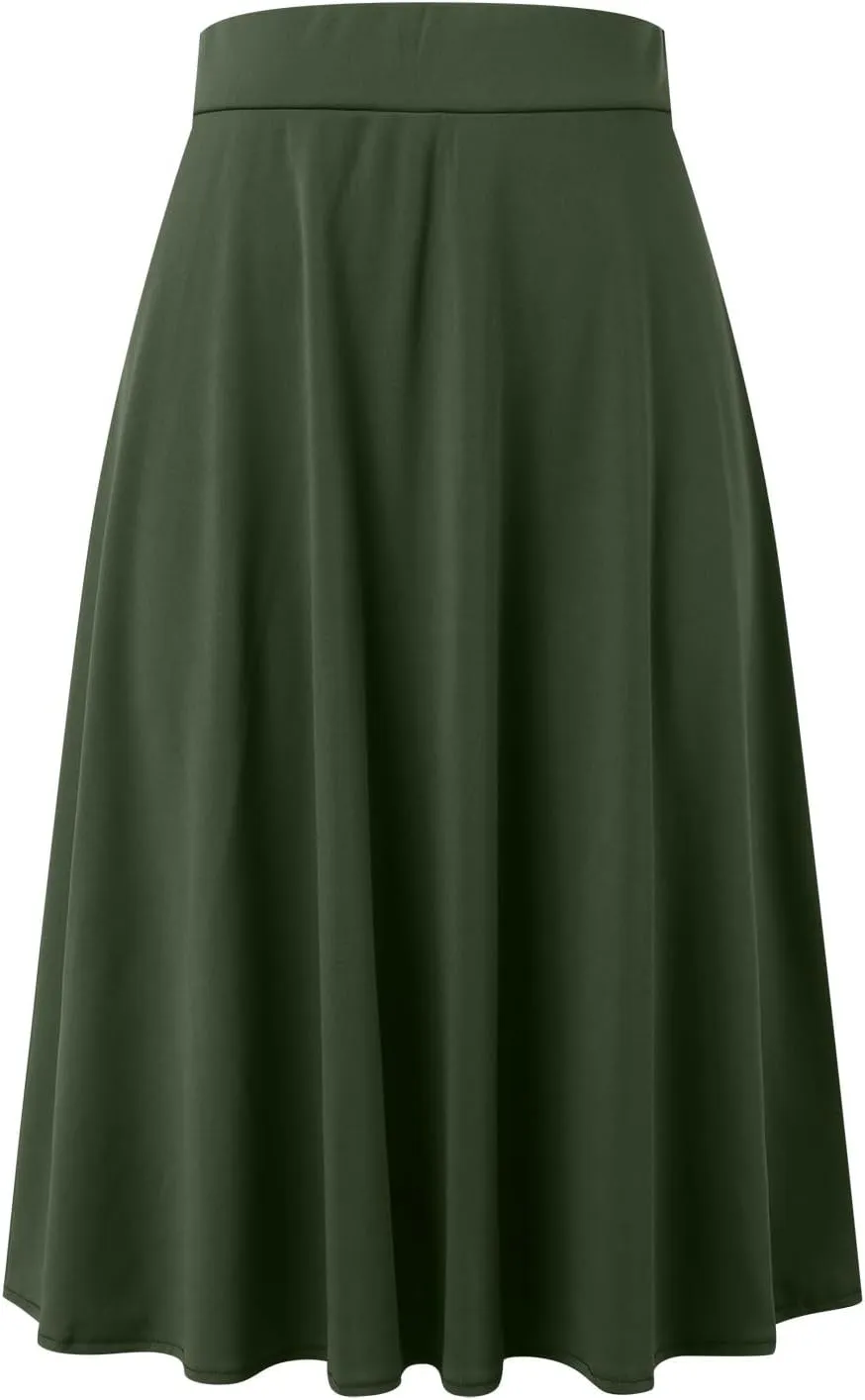 Womens Silk Skirt Vintage Satin Midi Wrap Skirts Elegant High Waisted A-Line Skirt Flare Plain Pleated Cocktail Party Skirt