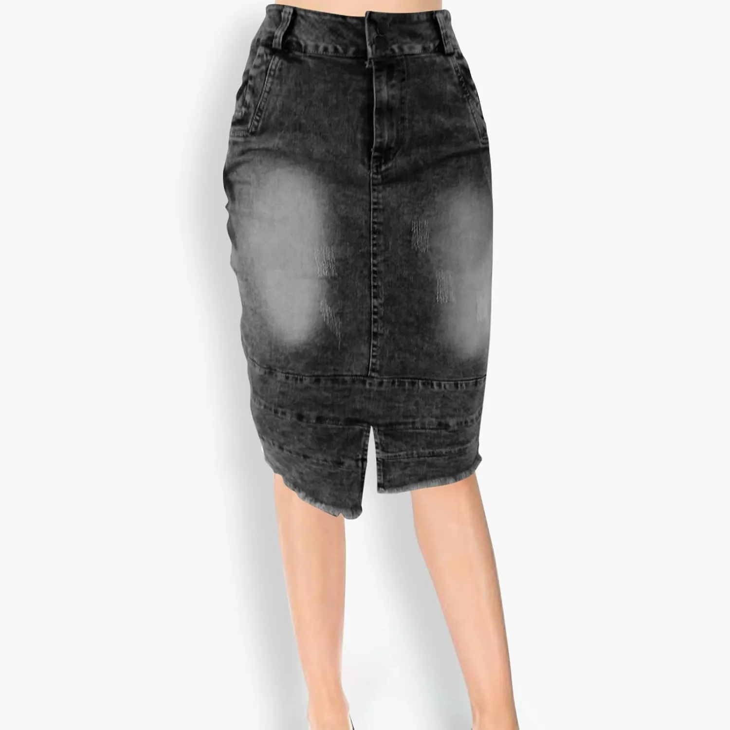 Womens Skirt for Women Linen Denim Western Pencil Midi Knee Length Skirt 2025 Regular Fit