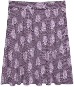 Women's Skirts High Waisted Roses Denim Printed Midi Skirt Knee Length Ruffled Skirts Casual Bottoms for Party Travel