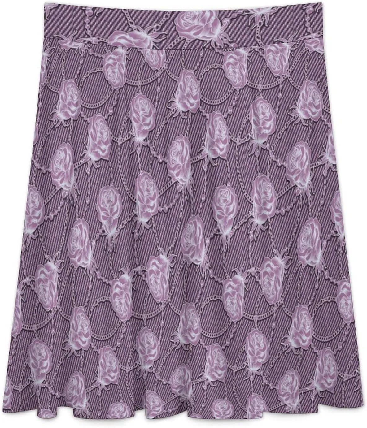 Women's Skirts High Waisted Roses Denim Printed Midi Skirt Knee Length Ruffled Skirts Casual Bottoms for Party Travel