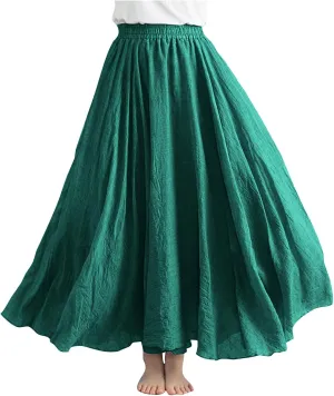 Women's Skirts Plus Size Maxi Flowy Baggy Skirt High Waisted A Line Long Skirts Solid Color Comfort Skirt 2025 New