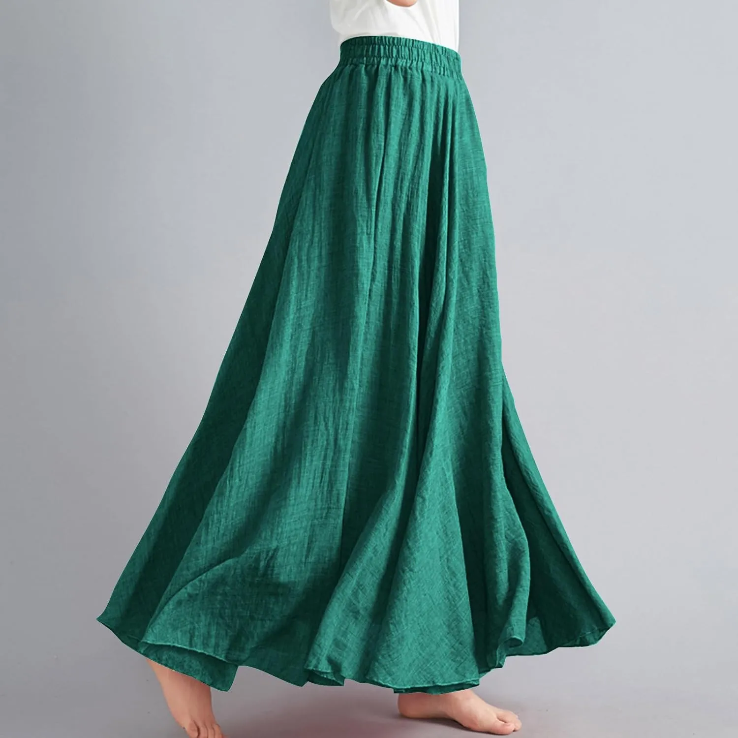 Women's Skirts Plus Size Maxi Flowy Baggy Skirt High Waisted A Line Long Skirts Solid Color Comfort Skirt 2025 New