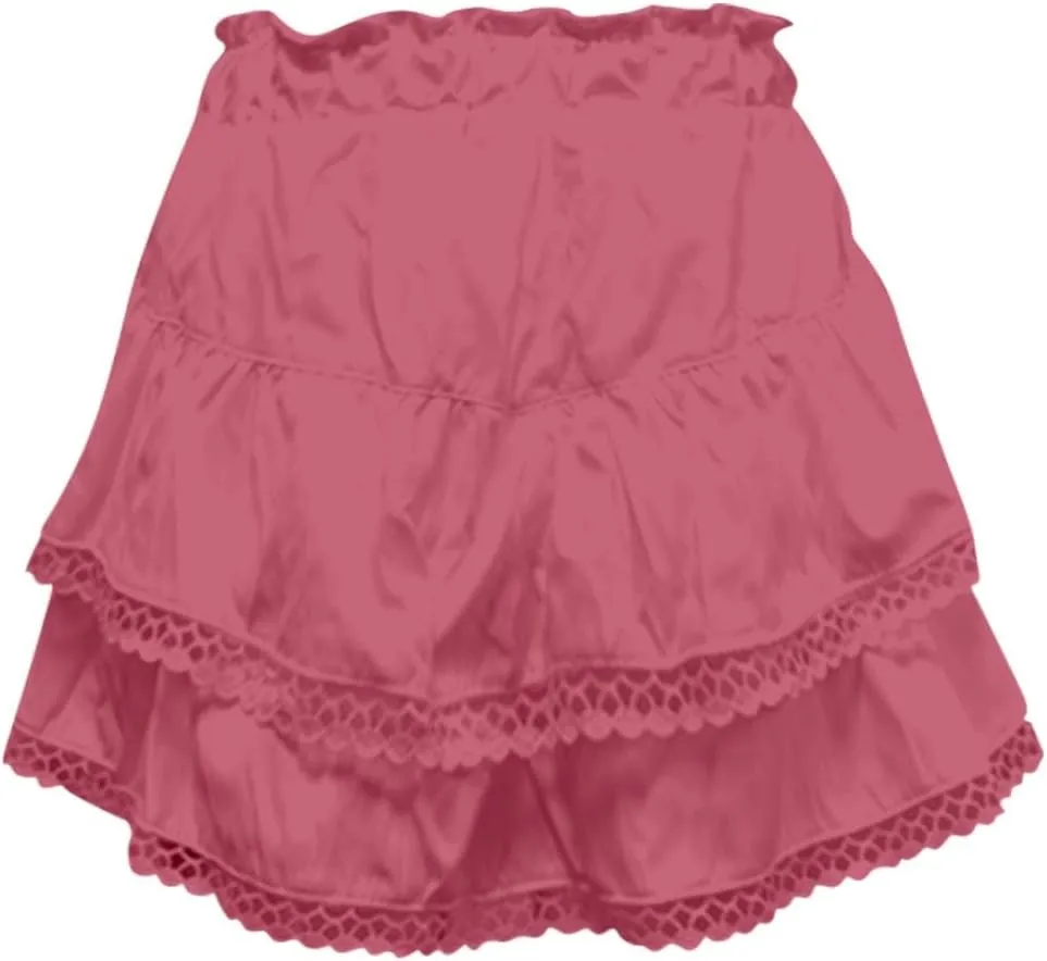 Women's Skirts Trendy 2025 Summer Casual Loose Elastic Waist Solid Color Pleated Sun Tennis Beach Skirt, S-2XL