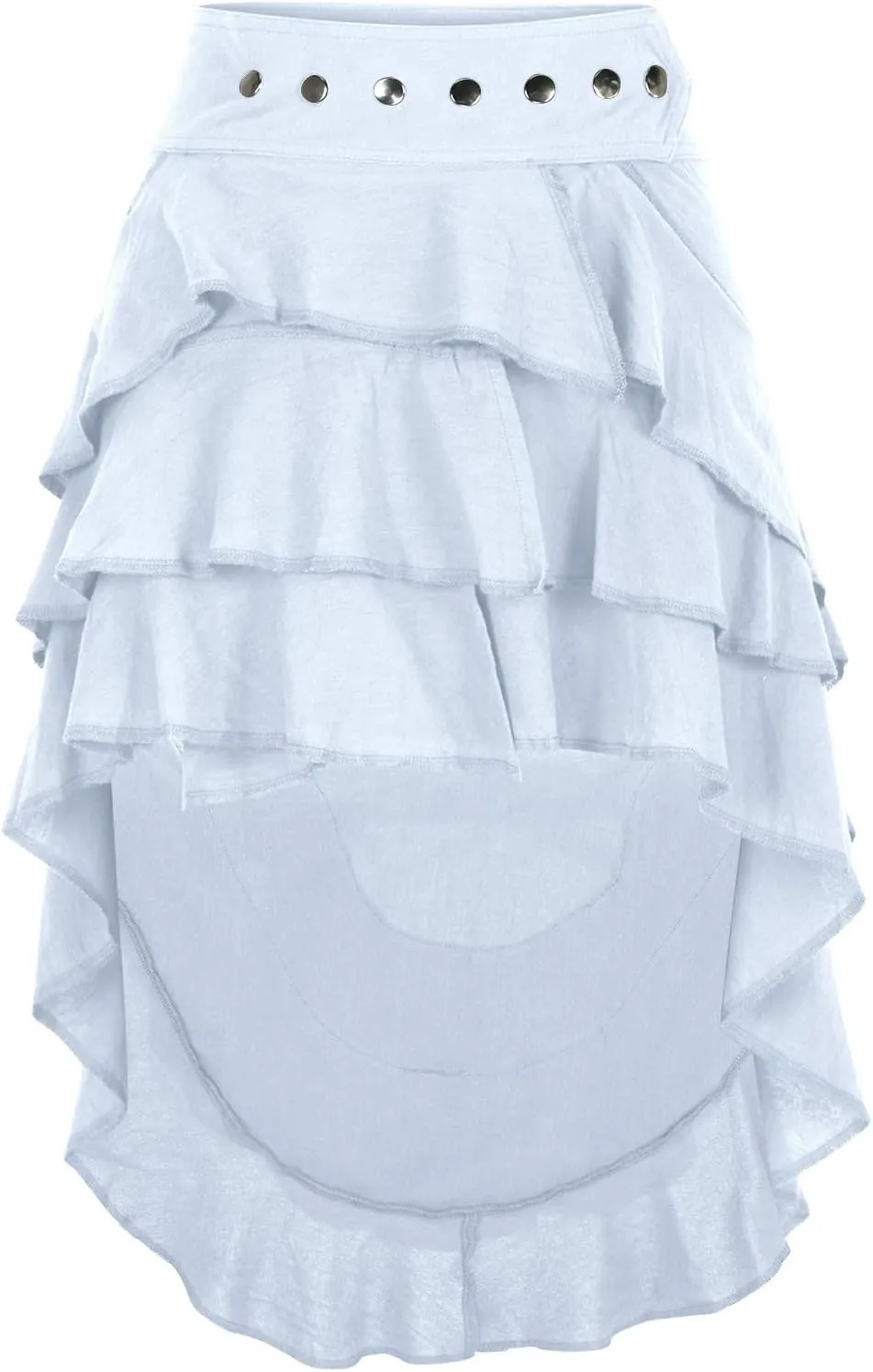 Women's Summer Beach Skirts Irregular Layered Solid Color Skirt High Waisted Flowy Solid Color Button Skirts