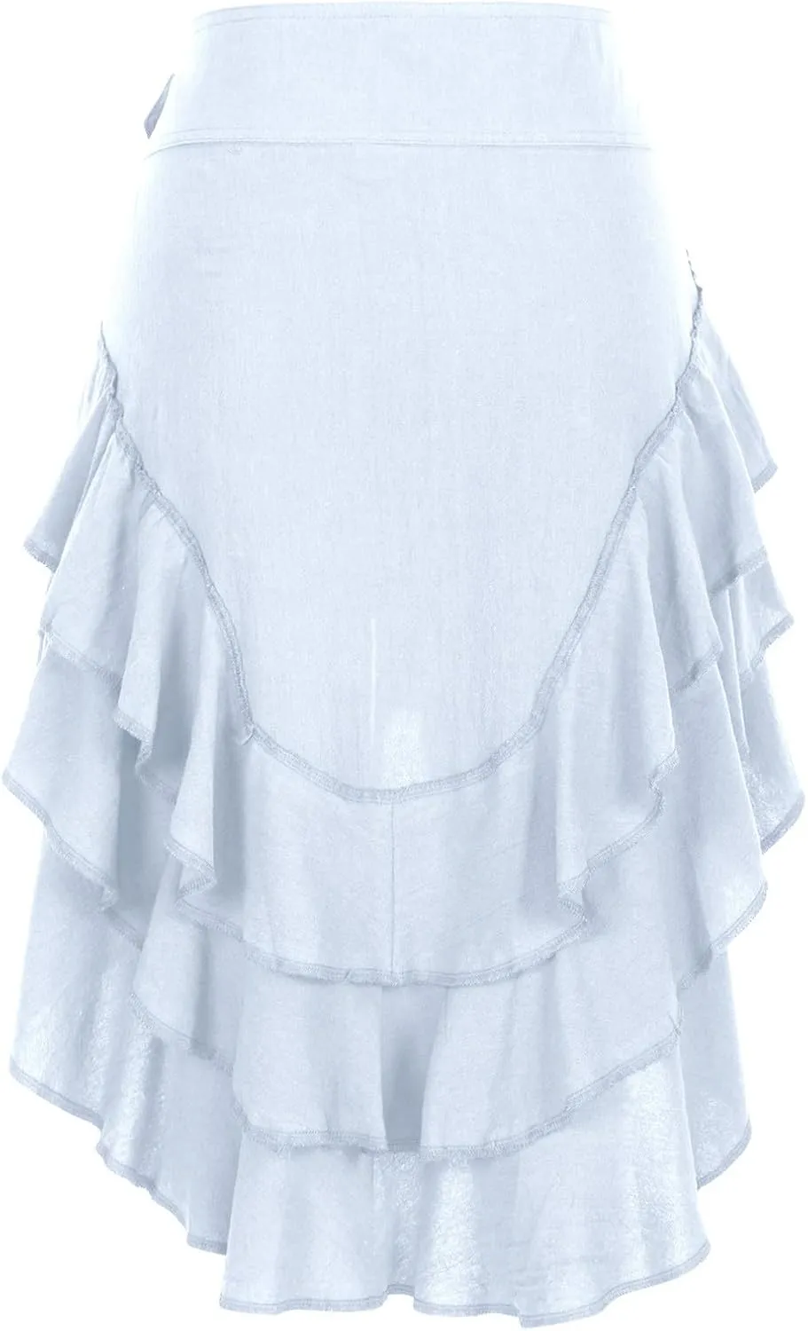 Women's Summer Beach Skirts Irregular Layered Solid Color Skirt High Waisted Flowy Solid Color Button Skirts