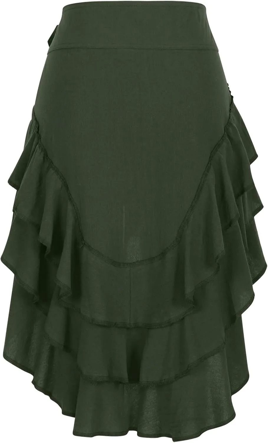 Women's Summer Beach Skirts Irregular Layered Solid Color Skirt High Waisted Flowy Solid Color Button Skirts