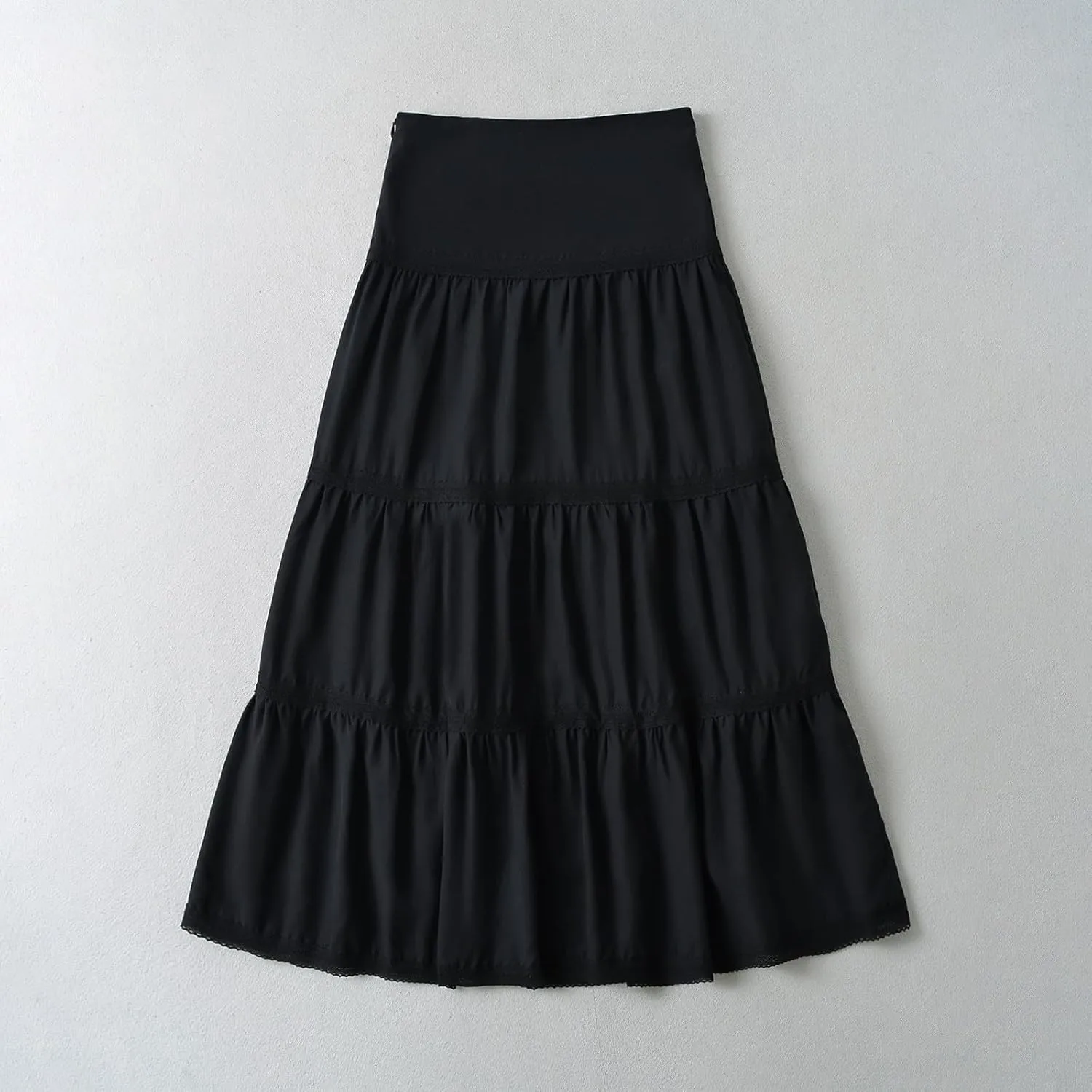 Women's Summer Flowy Boho Maxi Skirt Trendy Elastic High Waist Pleated Tiered A Line Beach Long Skirts Party Dressy