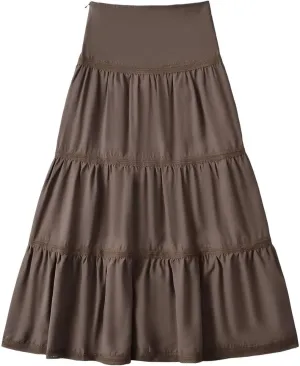 Women's Summer Flowy Boho Maxi Skirt Trendy Elastic High Waist Pleated Tiered A Line Beach Long Skirts Party Dressy
