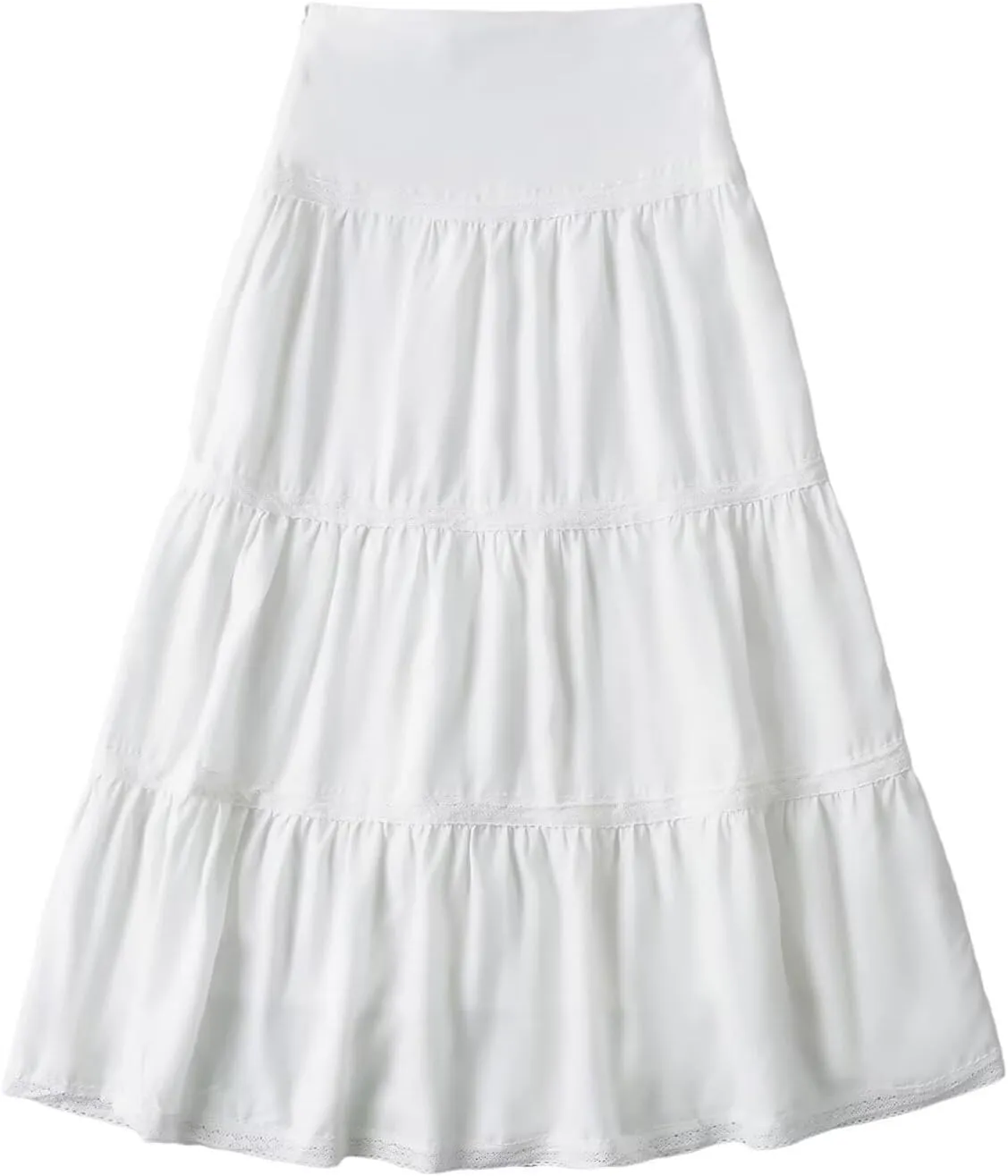 Women's Summer Flowy Boho Maxi Skirt Trendy Elastic High Waist Pleated Tiered A Line Beach Long Skirts Party Dressy