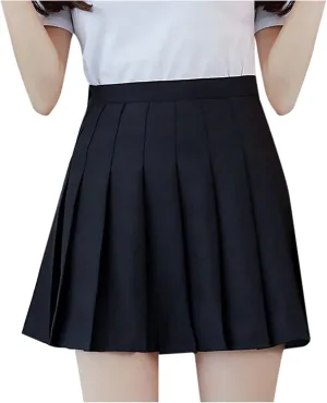 Women's Sundresses 2025 Summer Casual Loose Trendy Elastic High Waist Solid Color Pleated Sun Beach Mini Skirts, XS-3XL