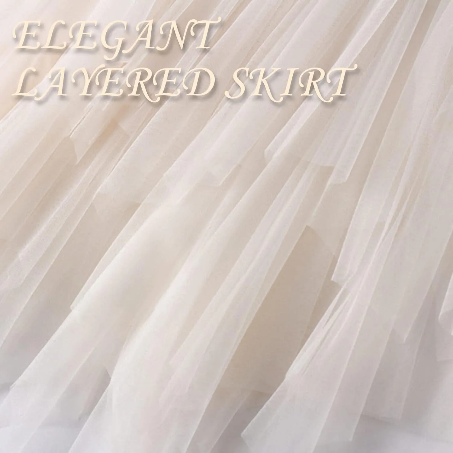Women's Tulle Skirt Formal High Low Asymmetrical A-Line Fairy Elastic Waist Layered Long Midi Skirts
