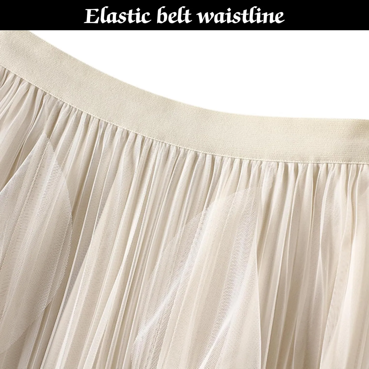 Women's Tulle Skirt Formal High Low Asymmetrical A-Line Fairy Elastic Waist Layered Long Midi Skirts