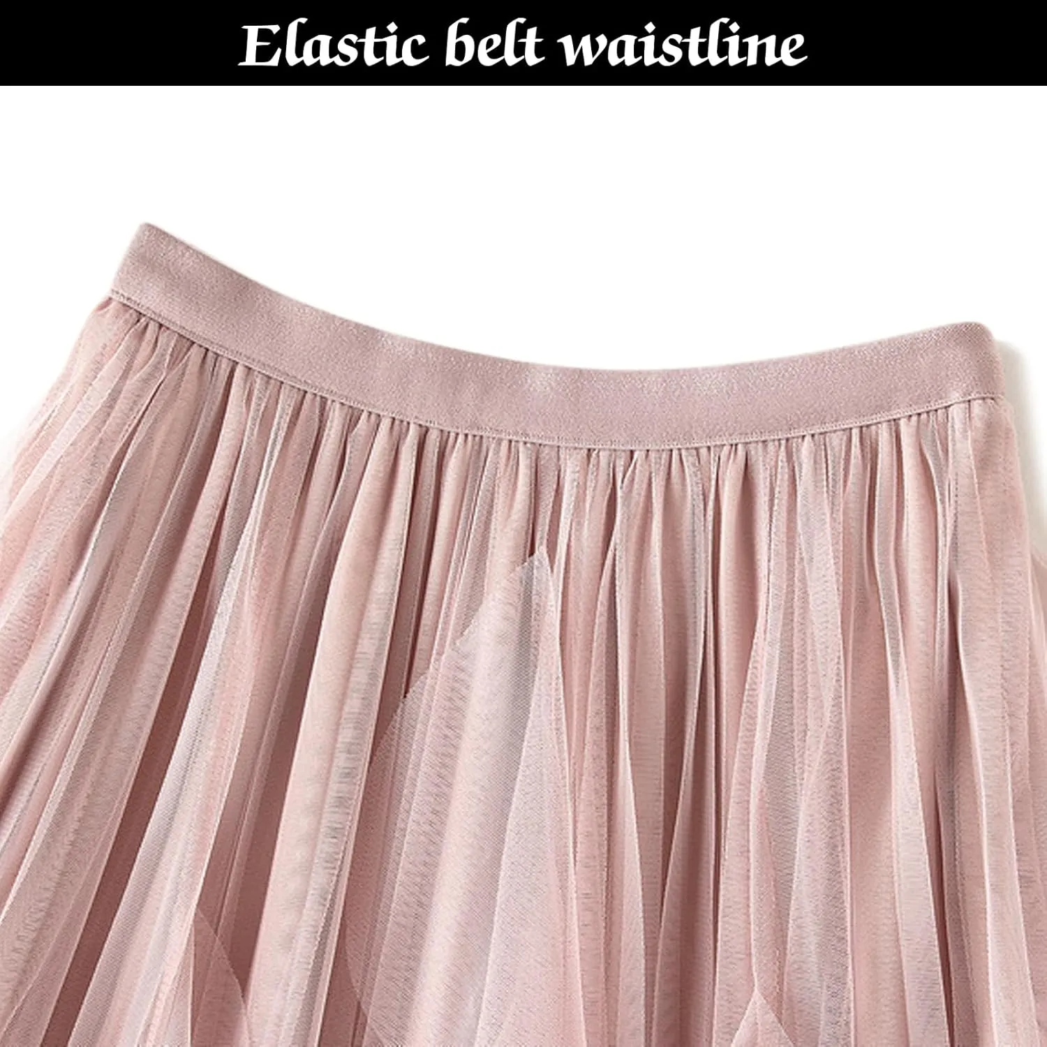 Women's Tulle Skirt Formal High Low Asymmetrical A-Line Fairy Elastic Waist Layered Long Midi Skirts