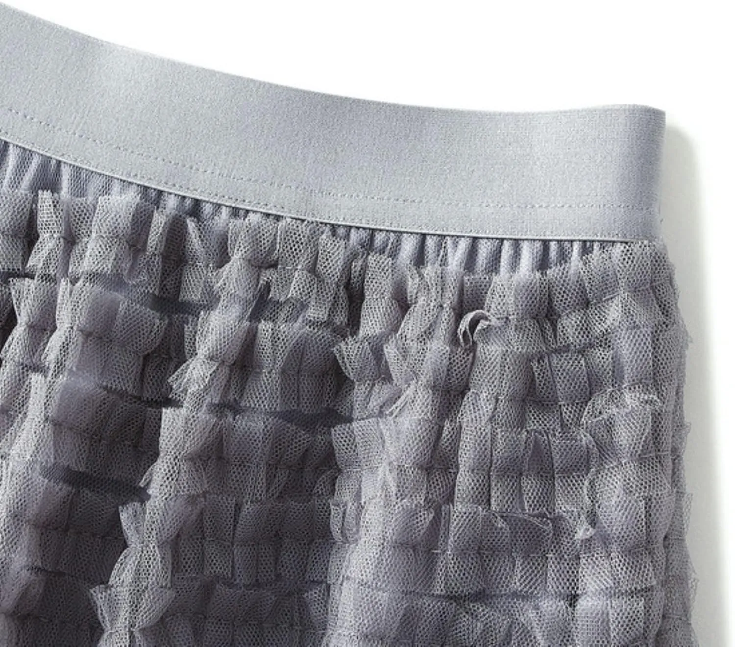 Womens Tulle Skirts Midi Elastic High Waist Pleated Mesh Flowy A-Line Long Tutu Skirts