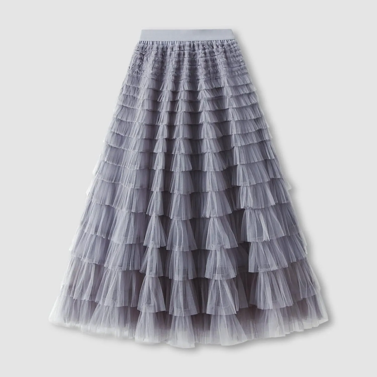 Womens Tulle Skirts Midi Elastic High Waist Pleated Mesh Flowy A-Line Long Tutu Skirts