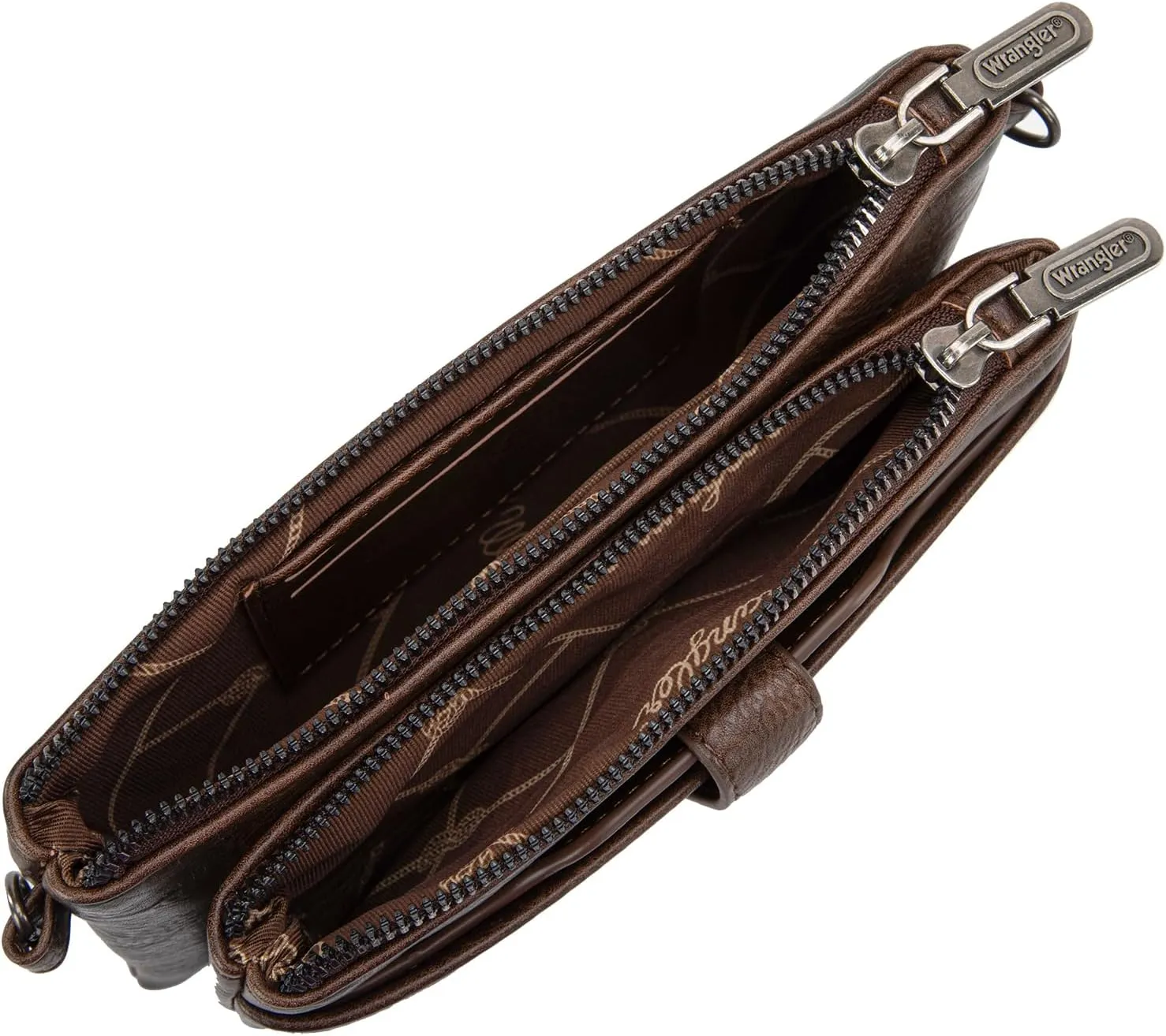 Wrangler Distressed Crossbody Purses for Women Multi-function Card Holder Wallet Small Purse with Double Zipper