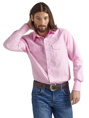Wrangler Men's Bucking Cancer Snap Fuschia Pink Shirt
