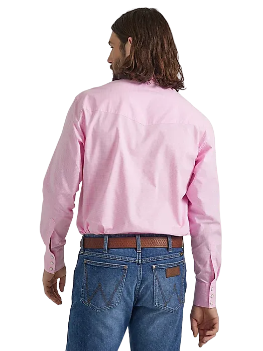 Wrangler Men's Bucking Cancer Snap Fuschia Pink Shirt