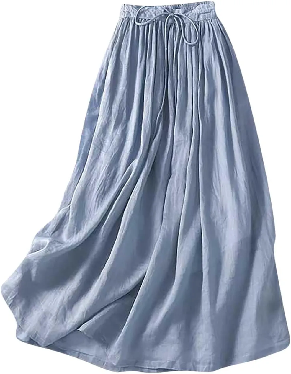 Wrap Skirts for Women Flowy Elastic High Waist Skirt Pleated A-Line Flowy Swing Cargo Skirt Loose Plus Size Skirt