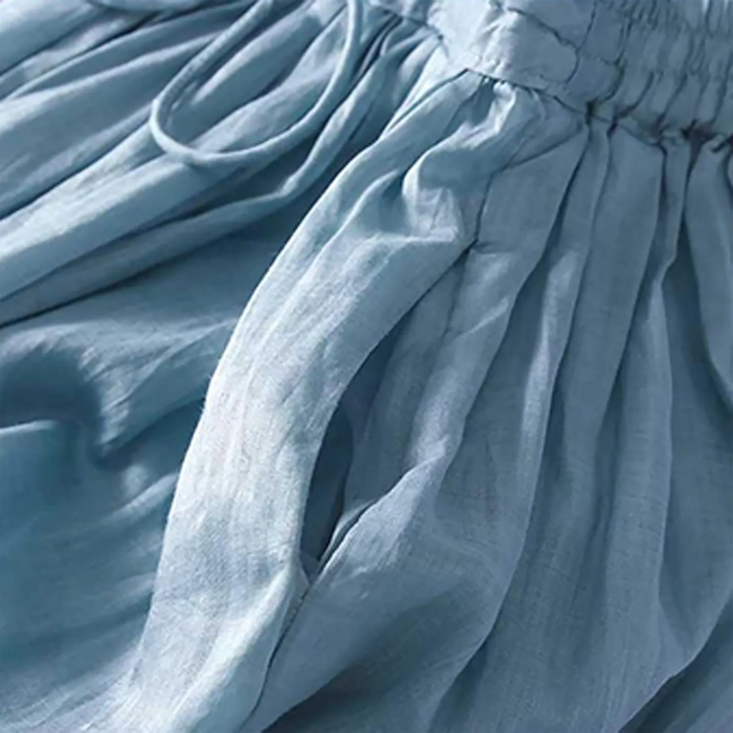 Wrap Skirts for Women Flowy Elastic High Waist Skirt Pleated A-Line Flowy Swing Cargo Skirt Loose Plus Size Skirt