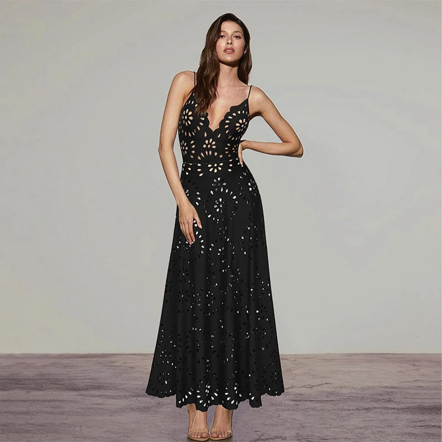 Ypser Eyelet Beach Maxi Skirt A-Line Hollow Out Long Skirt Cover Up for Swimsuits 2025