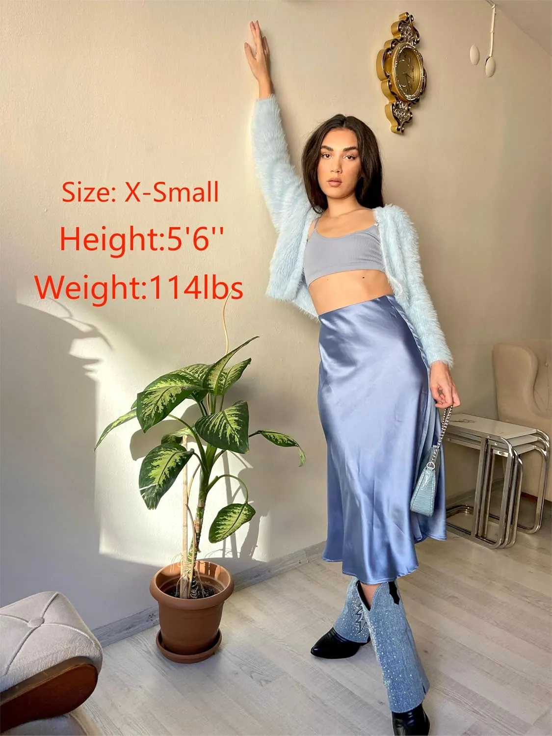 Zeagoo Skirts for Women Jacquard High Waist Skirt Black Elegant Midi Skirt Satin