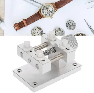 ZJchao Watch Case Holder, 80mm Maximum Opening Aperture Metal Adjustable Watch Case Holder Watch Strap Remover Base Watch Movement Base Repair Tool Watch Back Case Opener for Watch Repairman(Sliver)